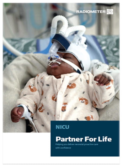 Page d’accueil de la brochure pour les unités de soins intensifs néonataux – Radiometer